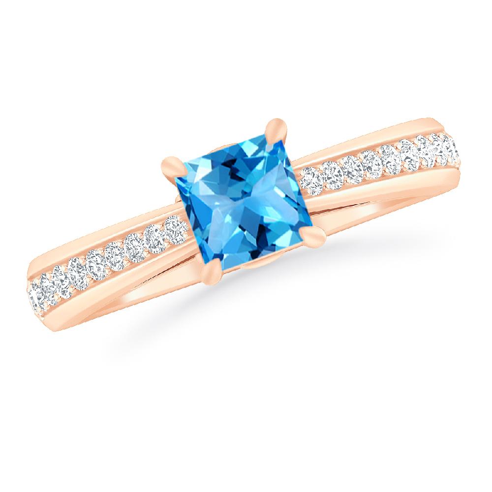 Rose Gold - Blue Topaz