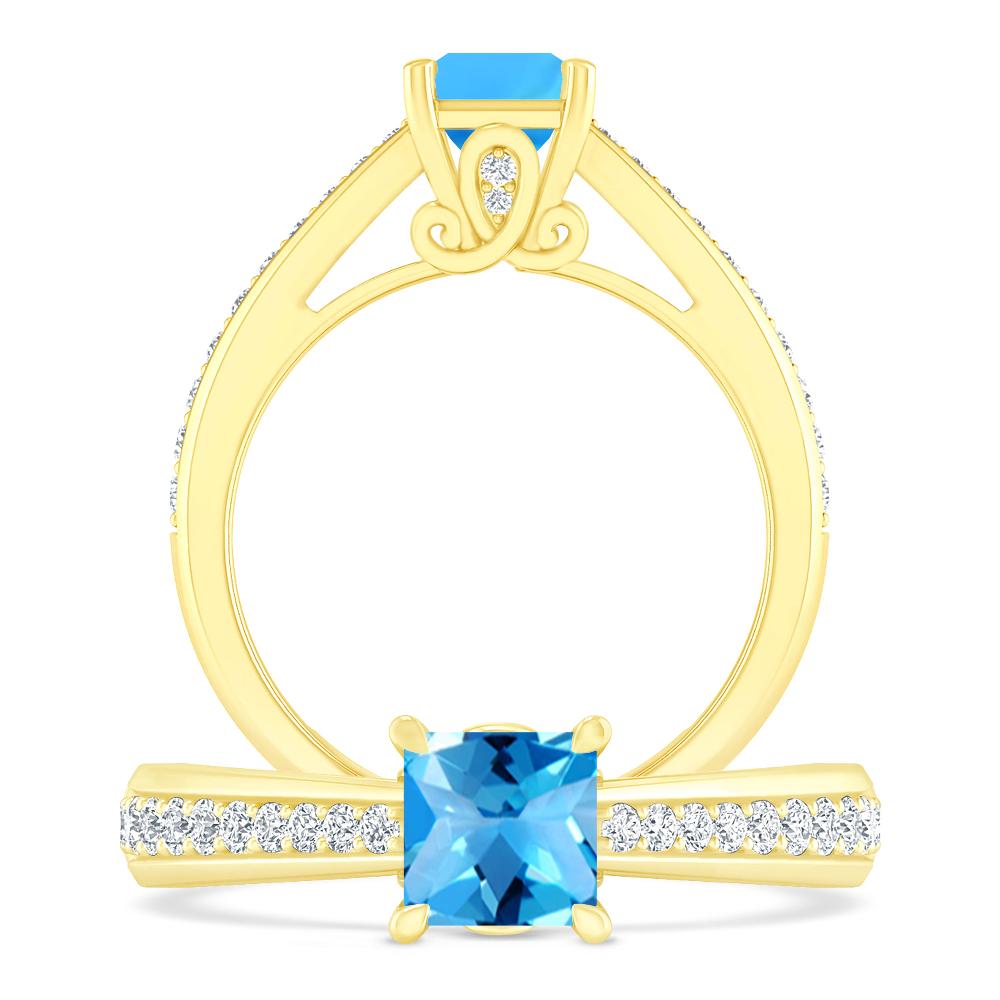 Yellow Gold - Blue Topaz