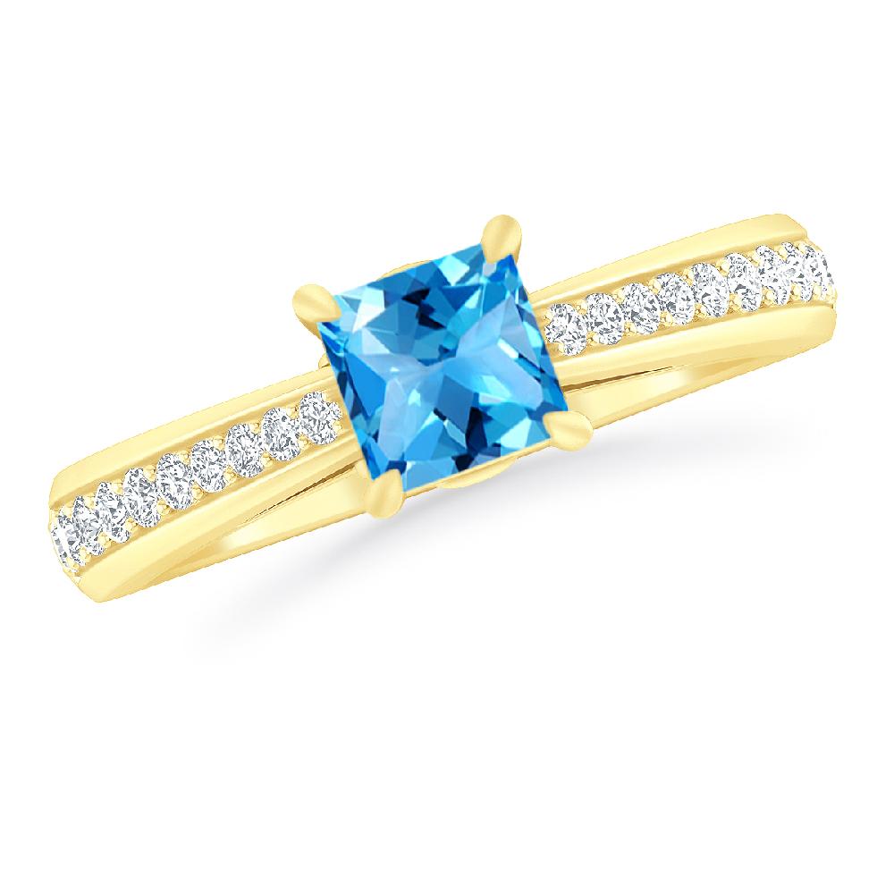 Yellow Gold - Blue Topaz