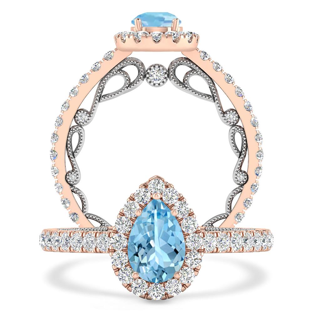 Rose Gold - Aquamarine