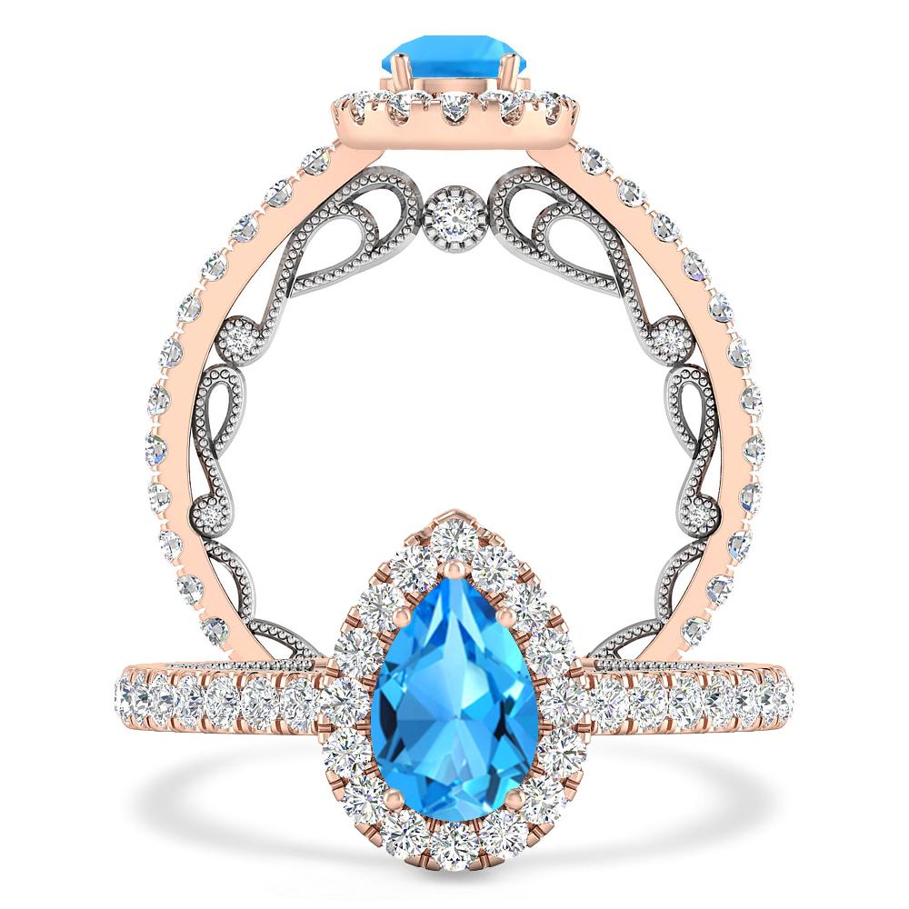 Rose Gold - Blue Topaz