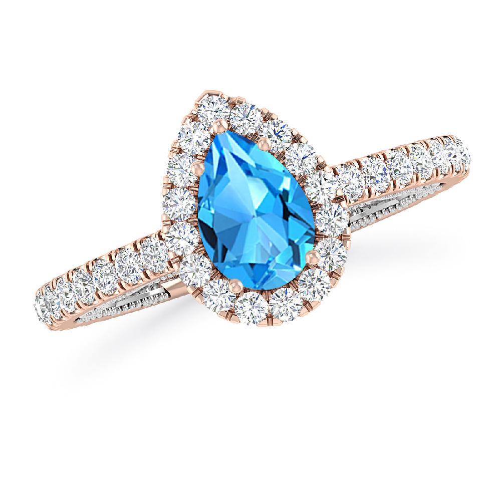 Rose Gold - Blue Topaz