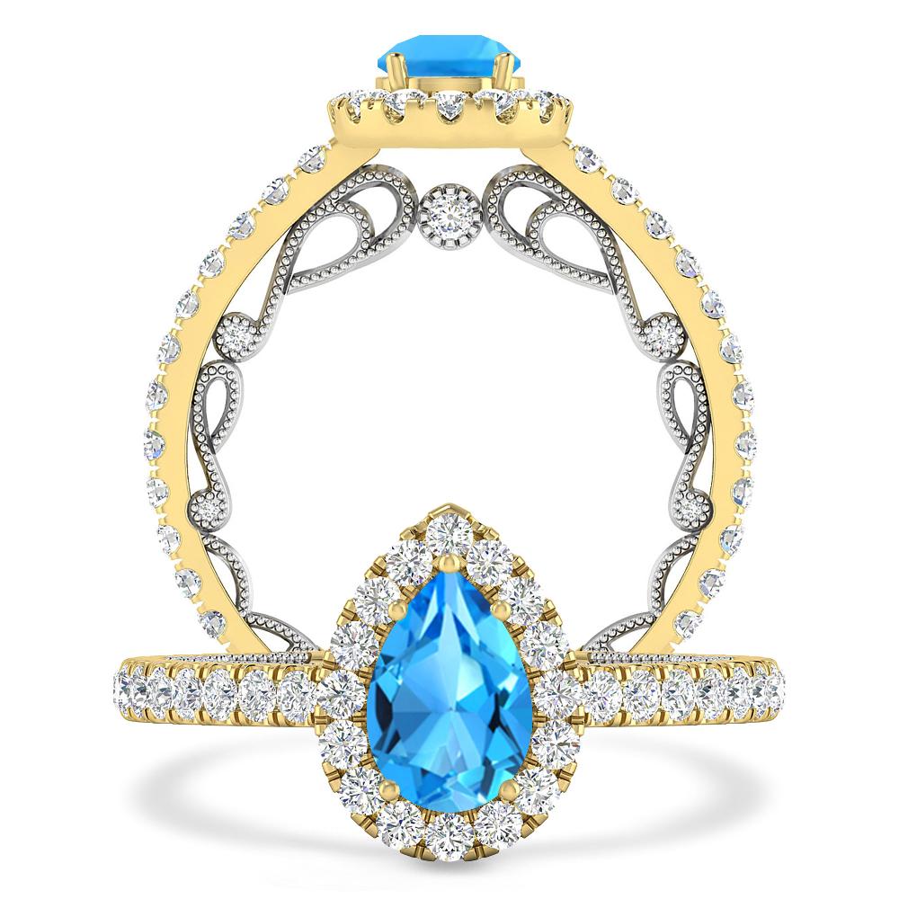 Yellow Gold - Blue Topaz