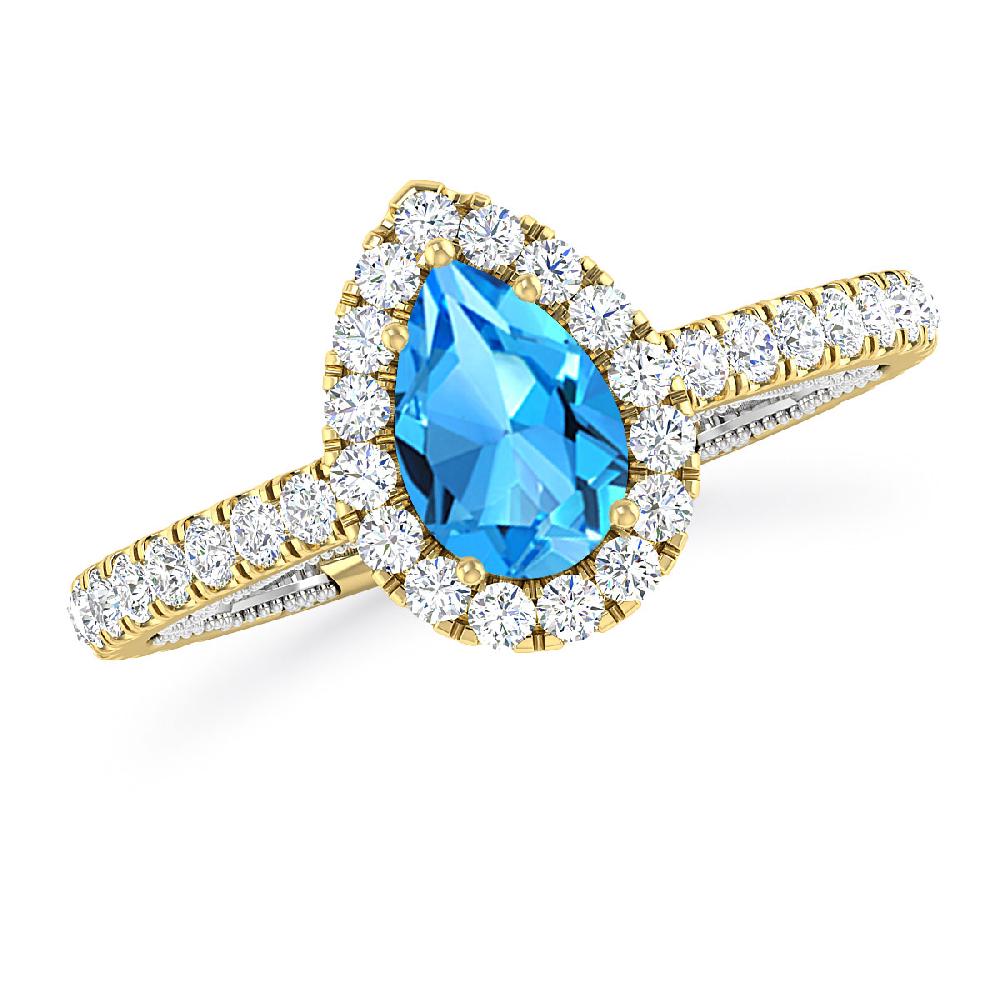 Yellow Gold - Blue Topaz