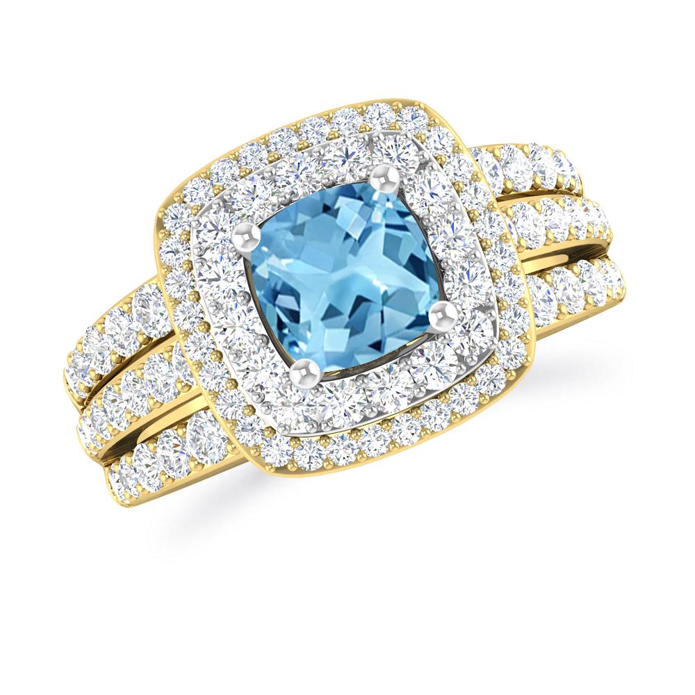 Yellow Gold - Blue Topaz