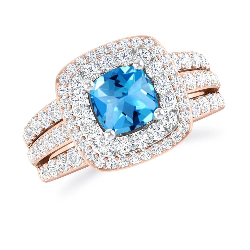 Rose Gold - Blue Topaz