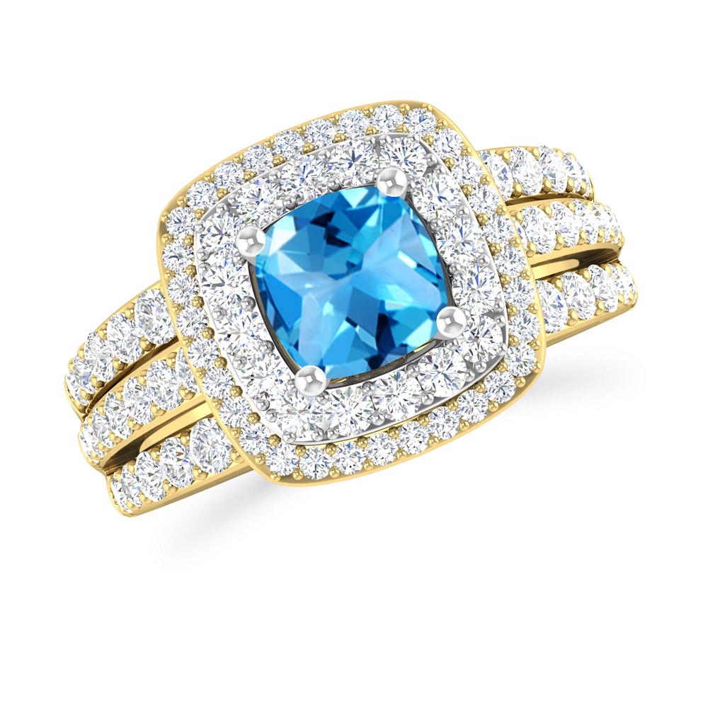 Yellow Gold - Blue Topaz