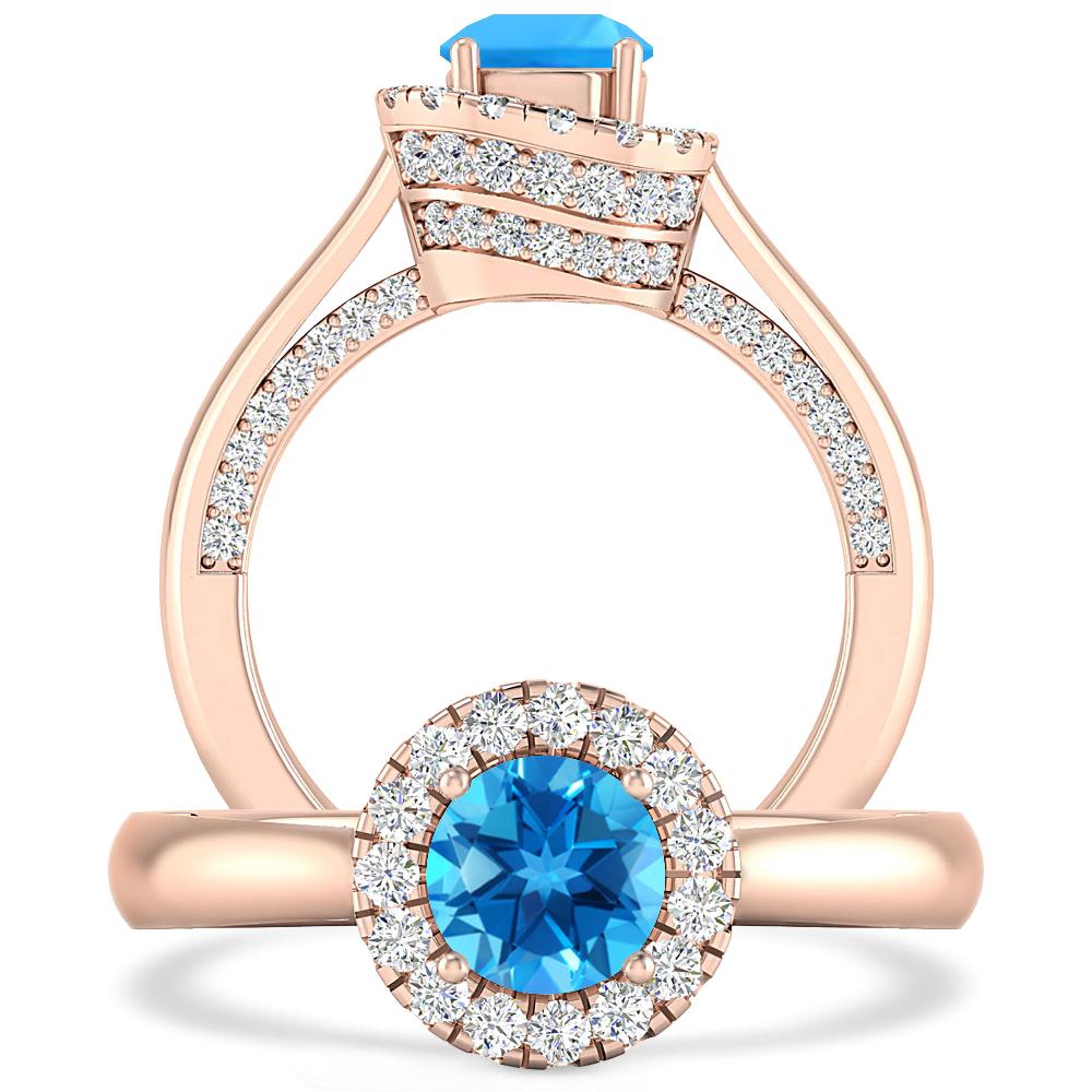 Rose Gold - Blue Topaz