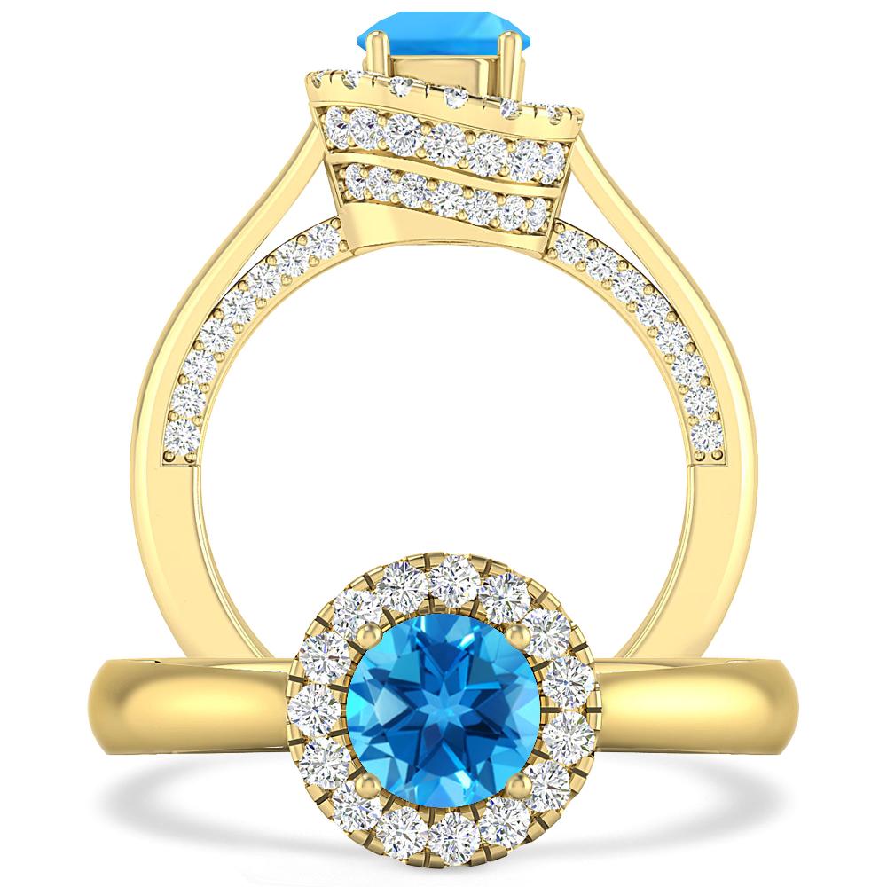 Yellow Gold - Blue Topaz