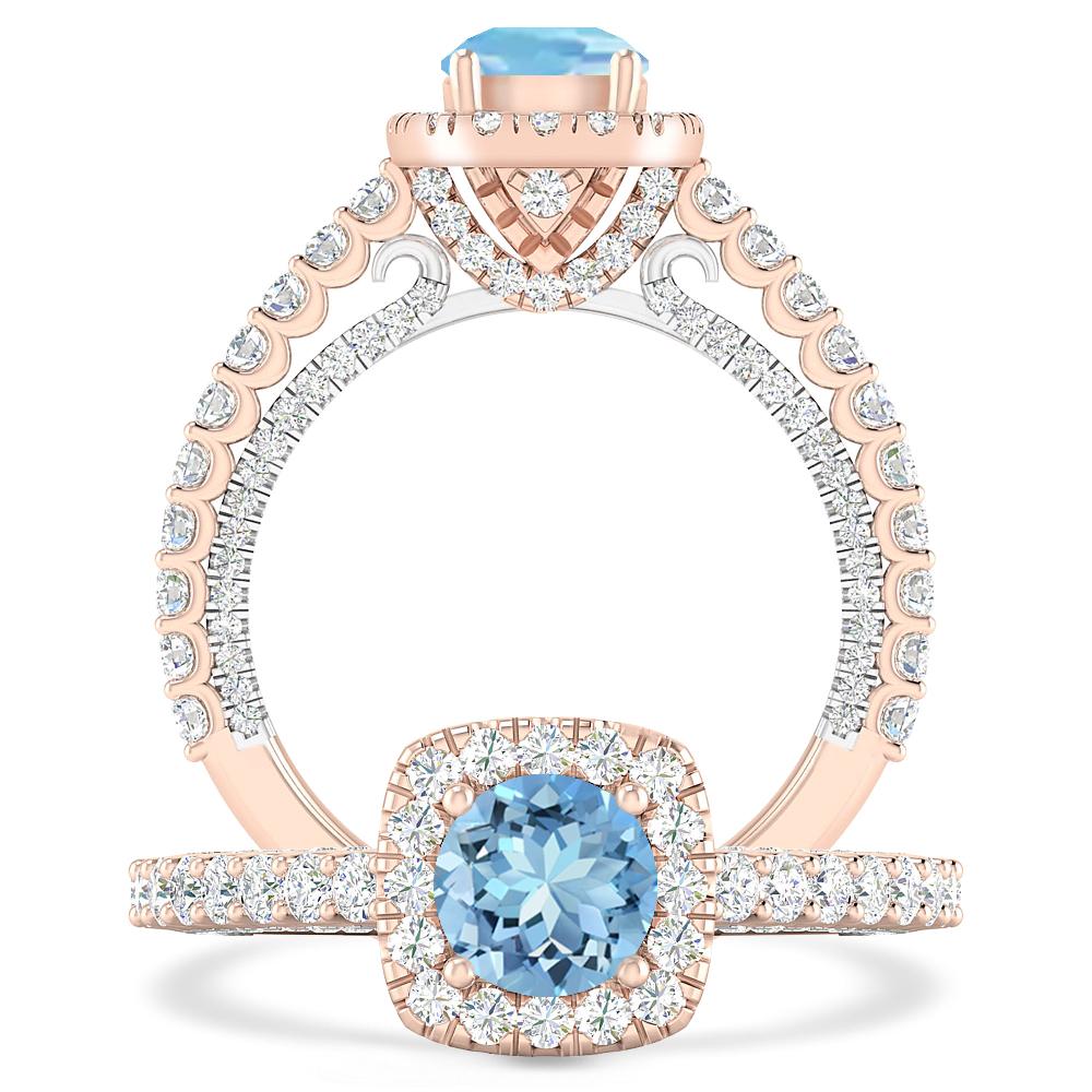 Rose Gold - Aquamarine