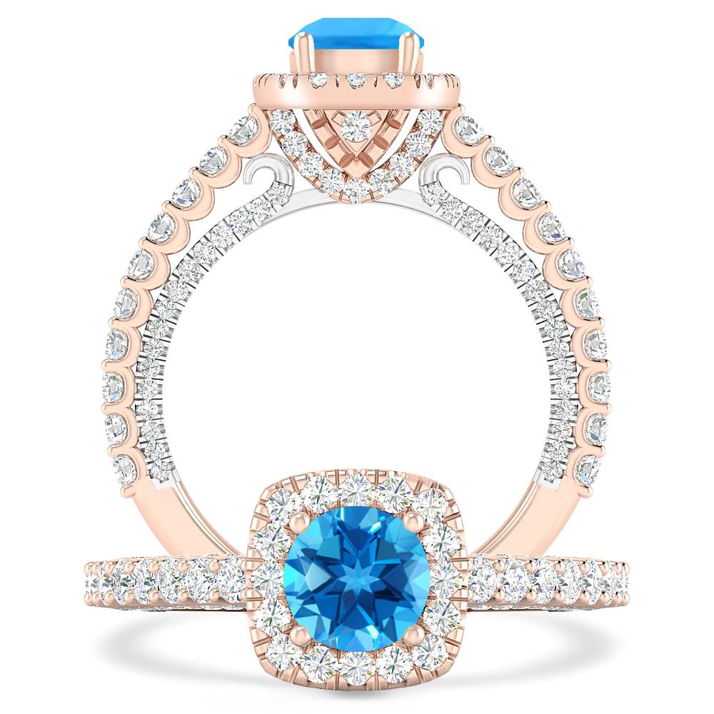 Rose Gold - Blue Topaz