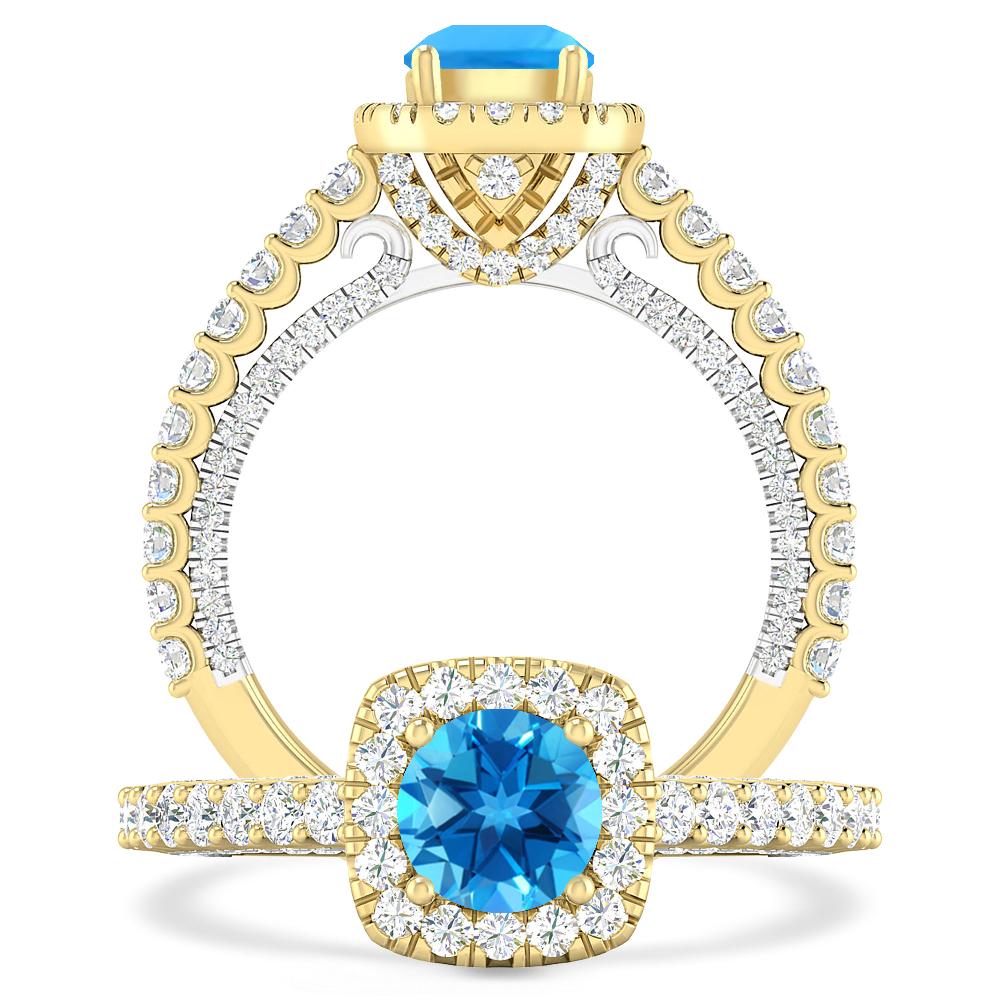 Yellow Gold - Blue Topaz