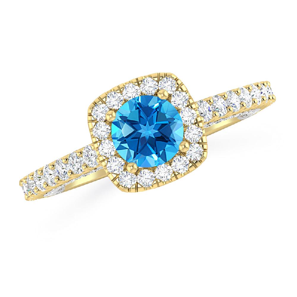 Yellow Gold - Blue Topaz