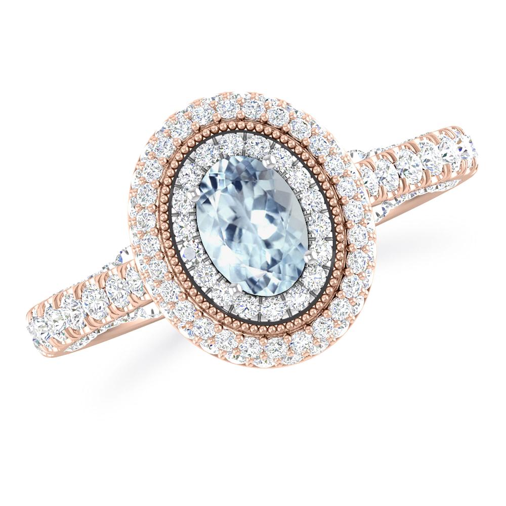 Rose Gold/White Gold - Aquamarine