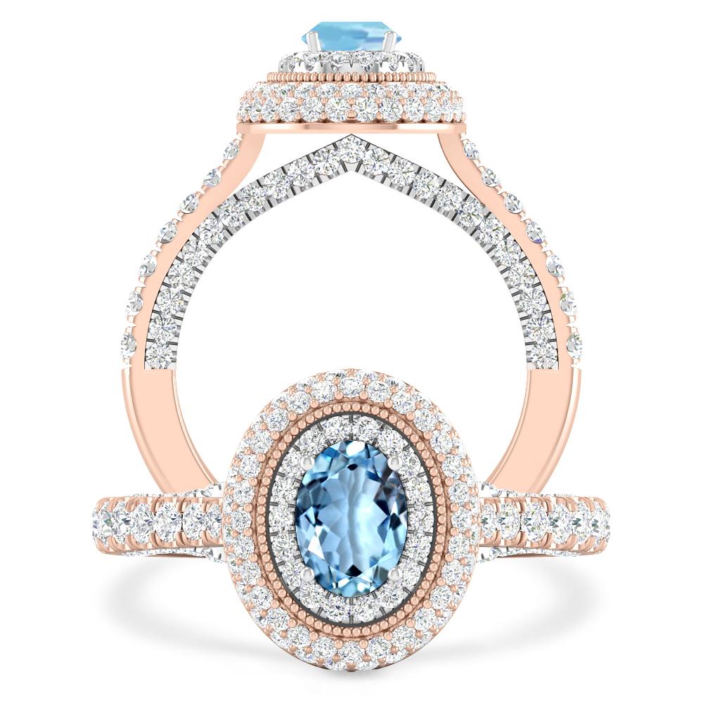 Rose Gold/White Gold - Aquamarine