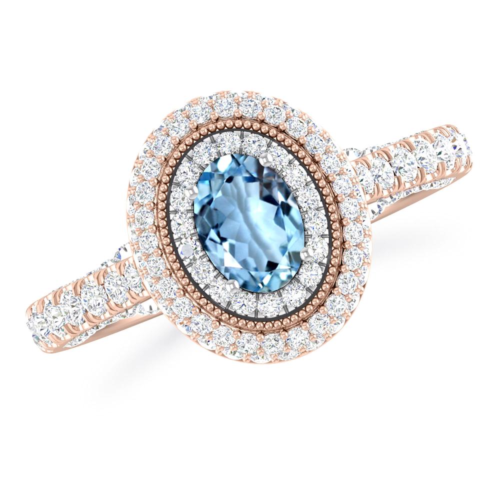 Rose Gold/White Gold - Aquamarine