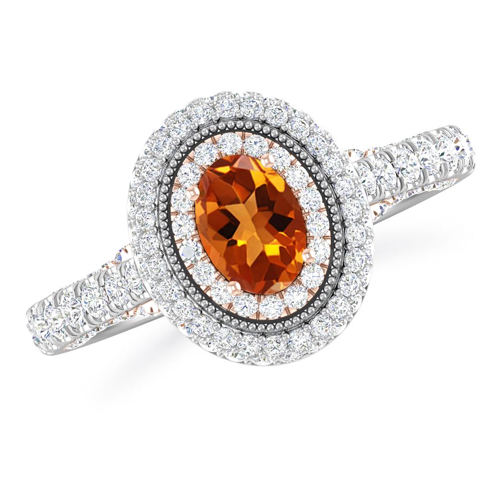 White Gold/Rose Gold - Citrine