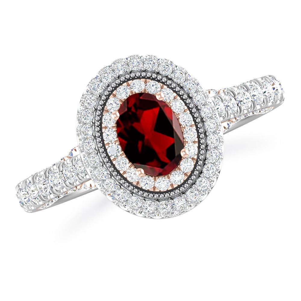 White Gold/Rose Gold - Garnet