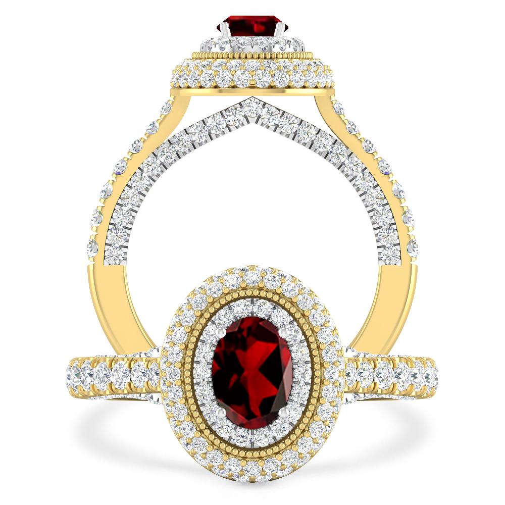 Yellow Gold/White Gold - Garnet