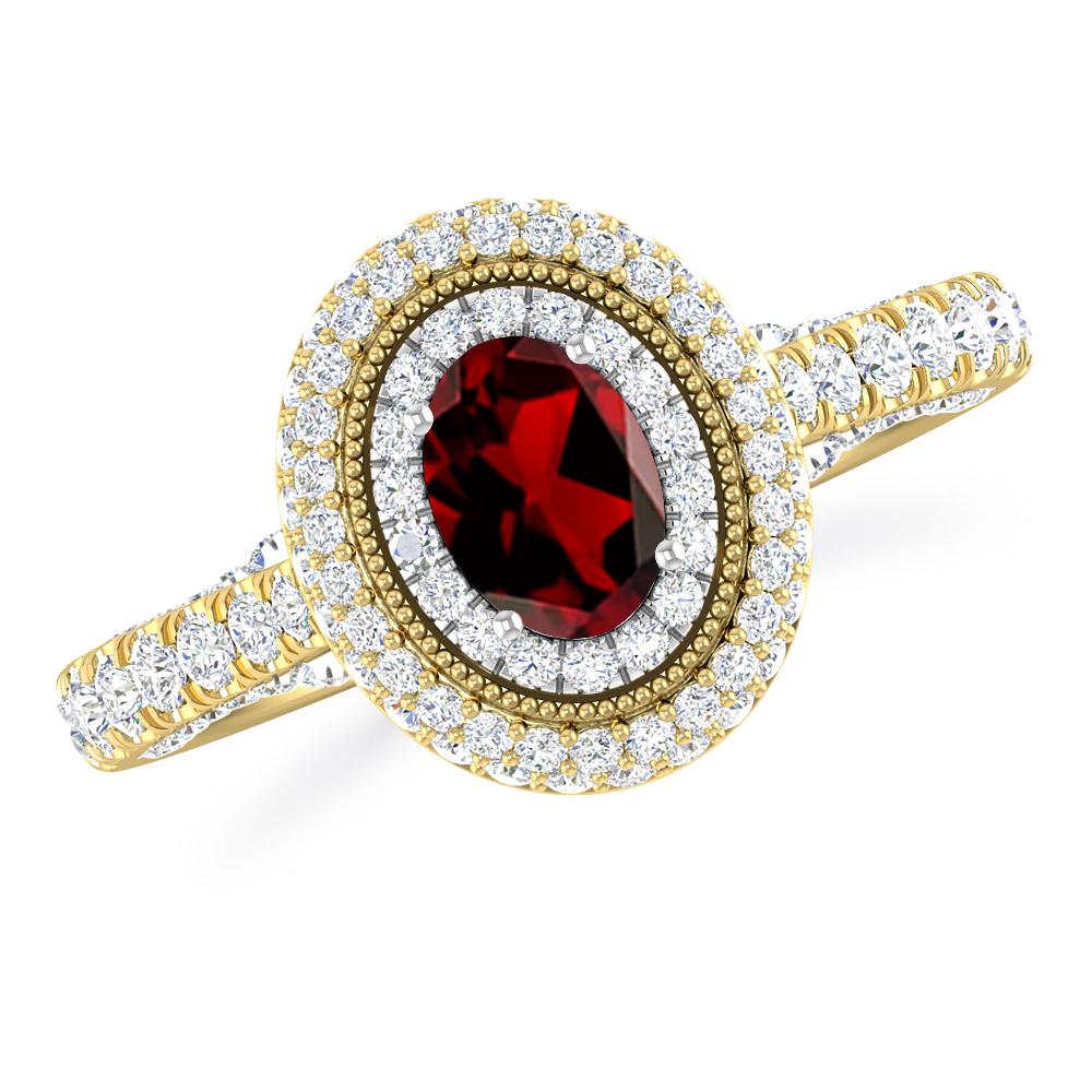 Yellow Gold/White Gold - Garnet