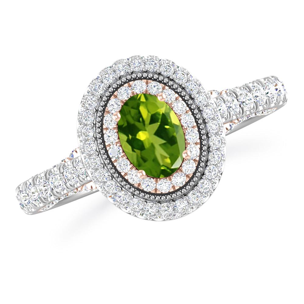 White Gold/Rose Gold - Peridot