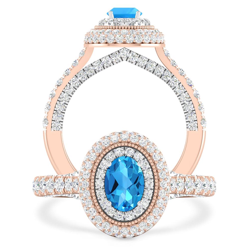 Rose Gold/White Gold - Blue Topaz