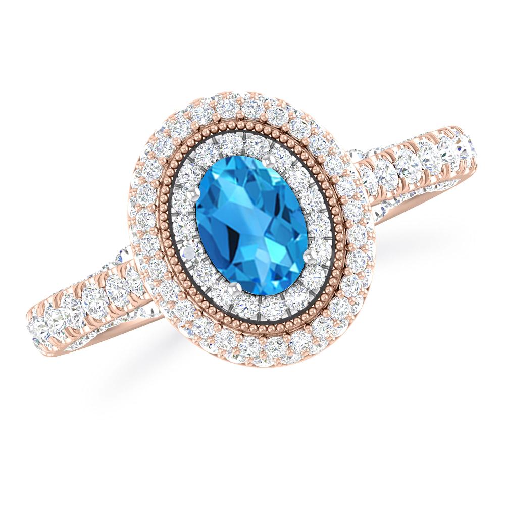 Rose Gold/White Gold - Blue Topaz