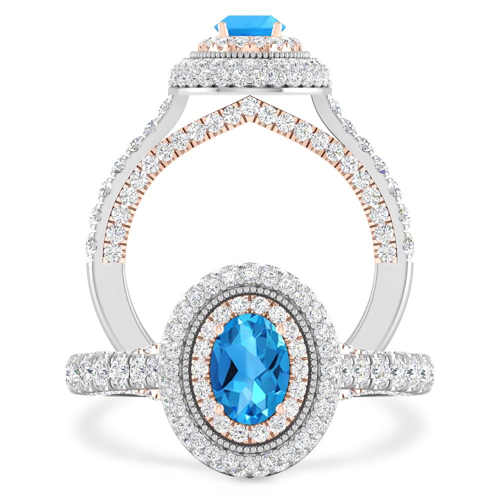 White Gold/Rose Gold - Blue Topaz