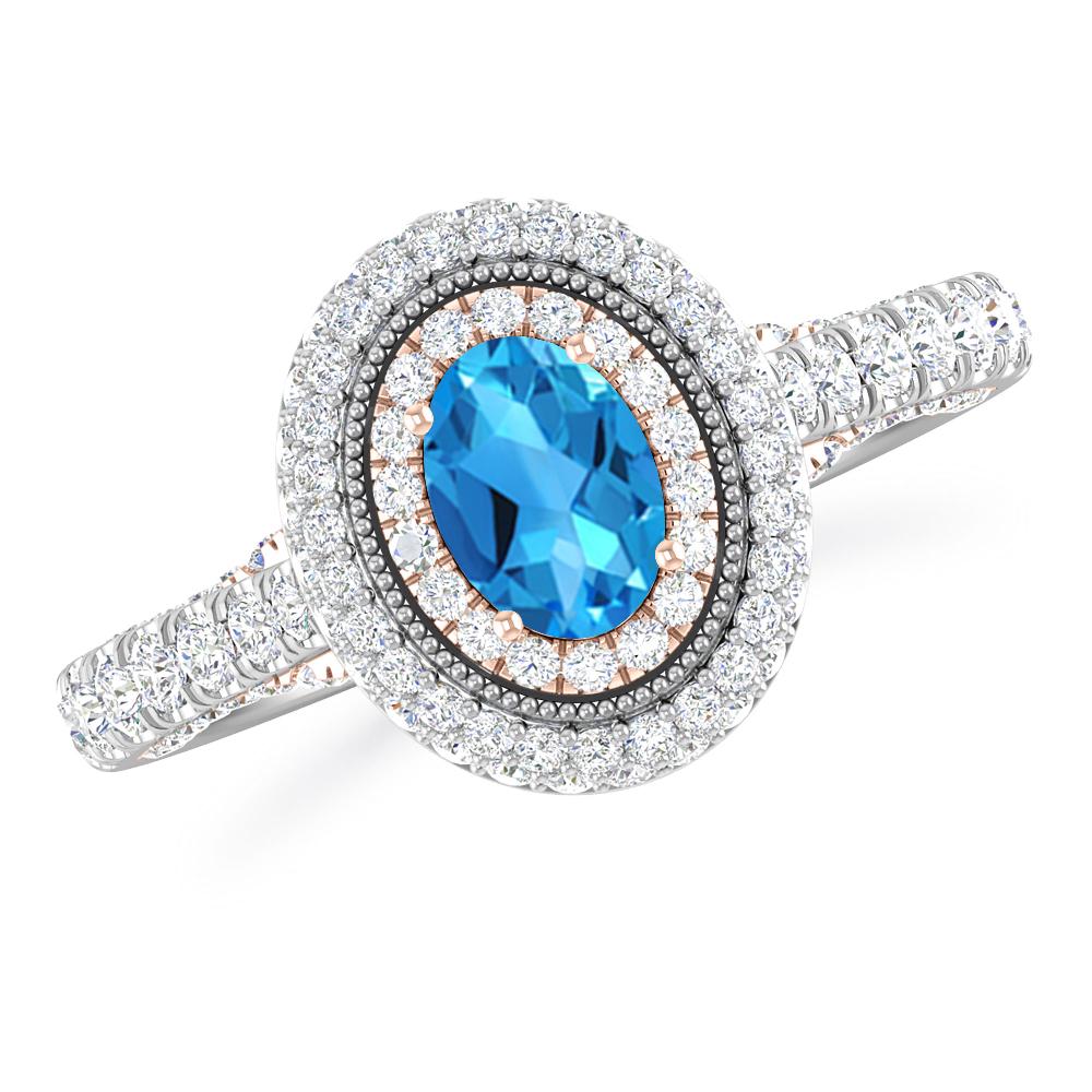 White Gold/Rose Gold - Blue Topaz