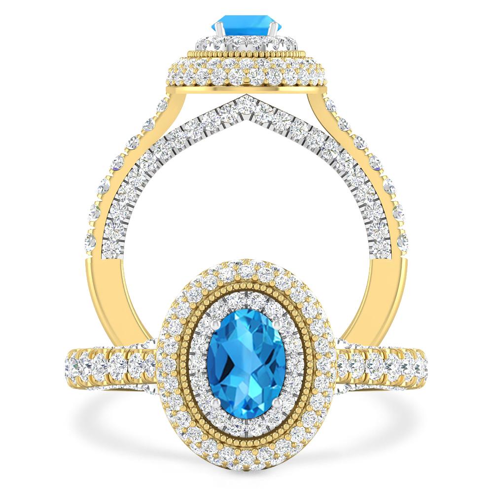 Yellow Gold/White Gold - Blue Topaz