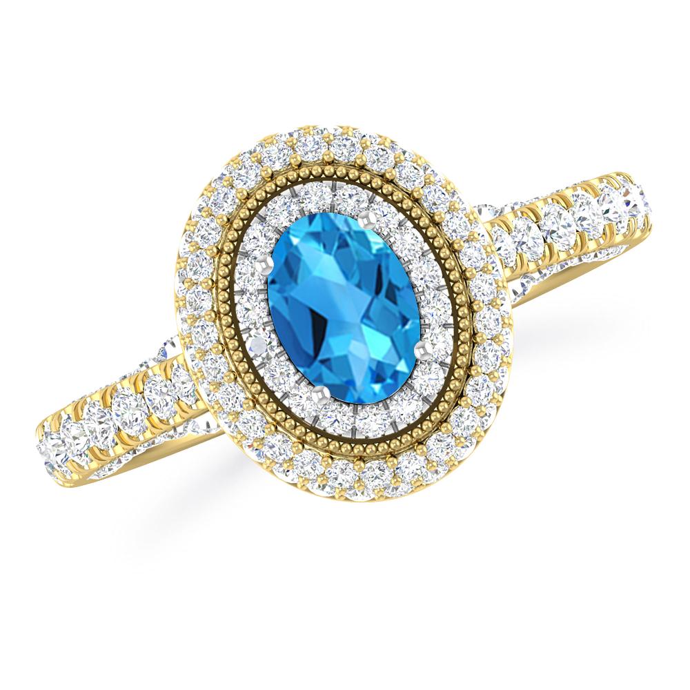 Yellow Gold/White Gold - Blue Topaz