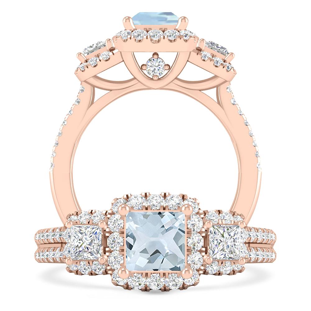 Rose Gold - Aquamarine