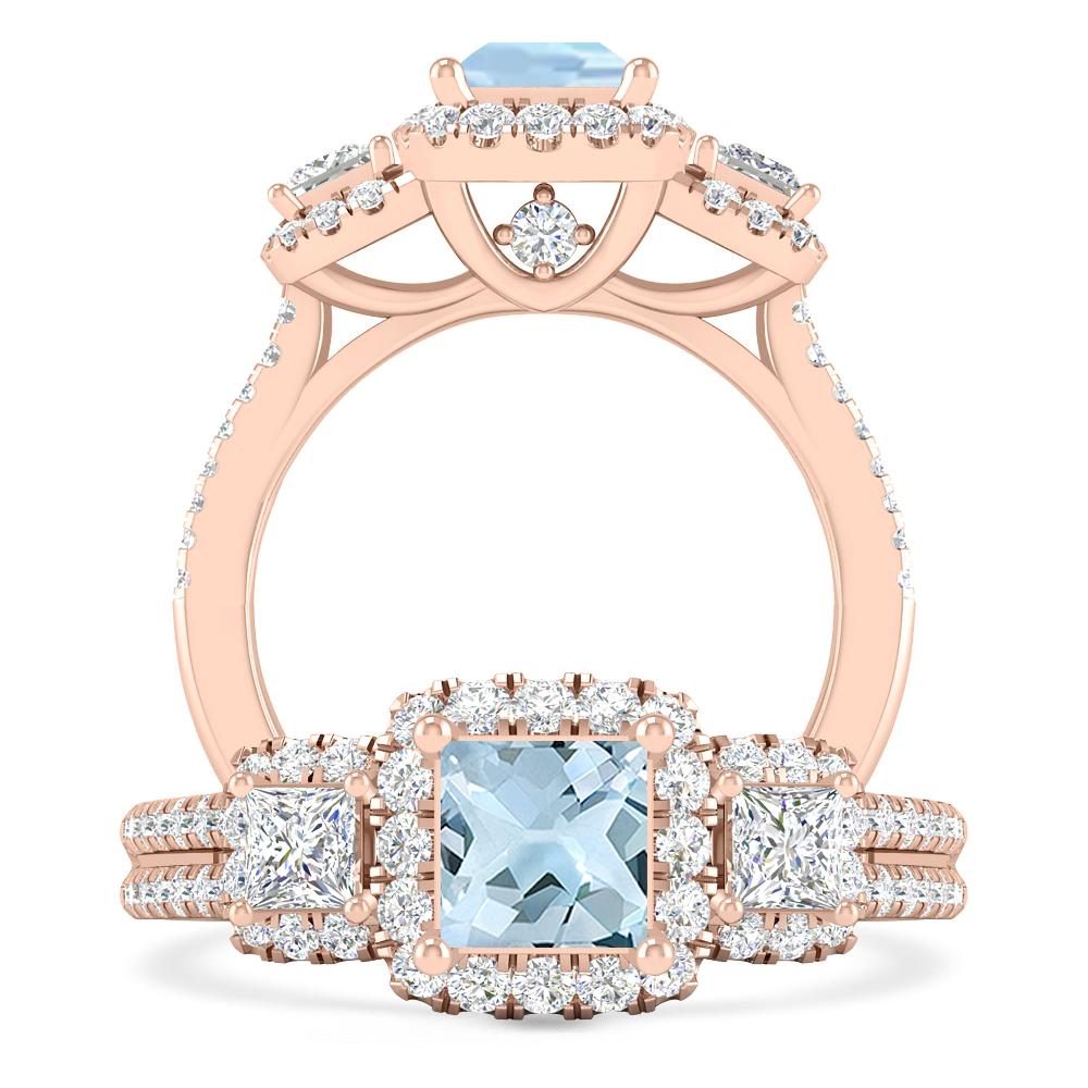 Rose Gold - Aquamarine