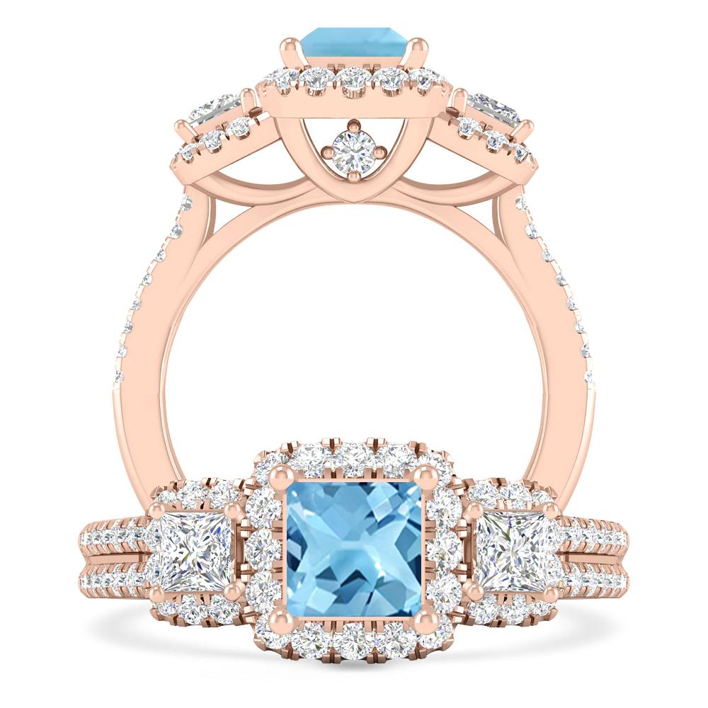 Rose Gold - Blue Topaz