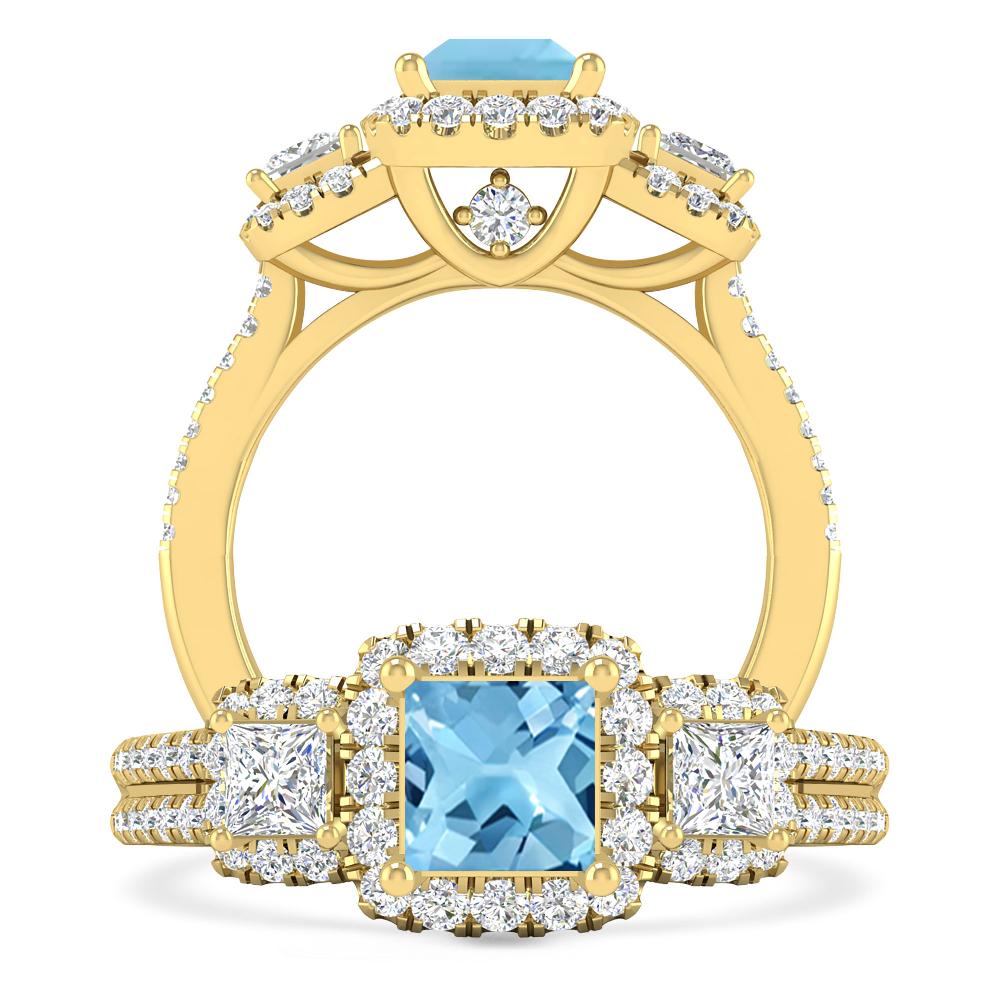 Yellow Gold - Blue Topaz