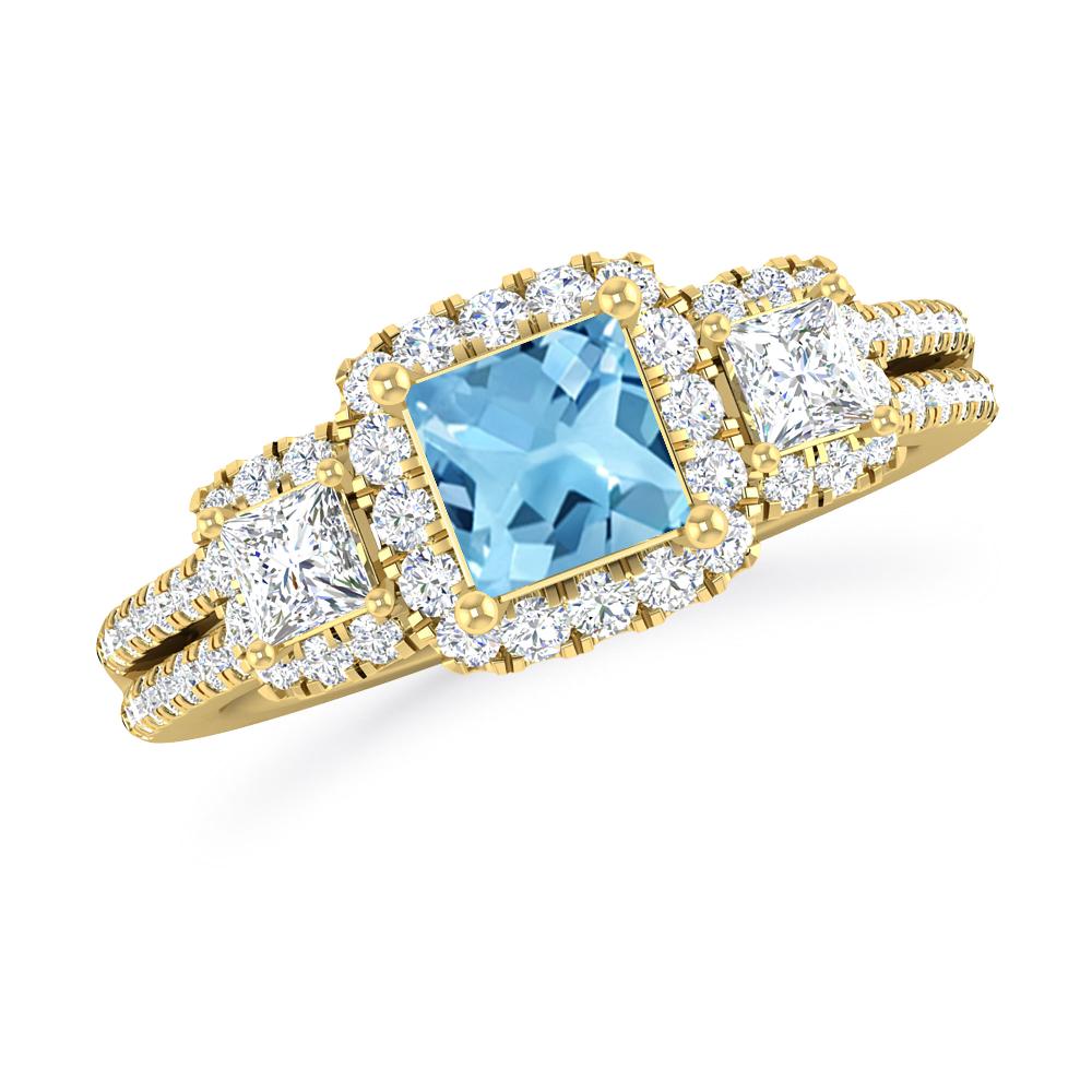 Yellow Gold - Blue Topaz