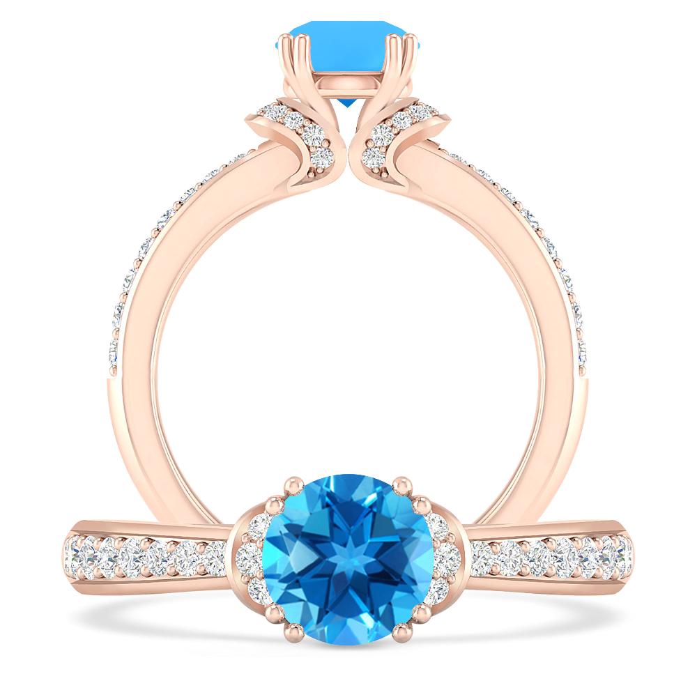 Rose Gold - Blue Topaz