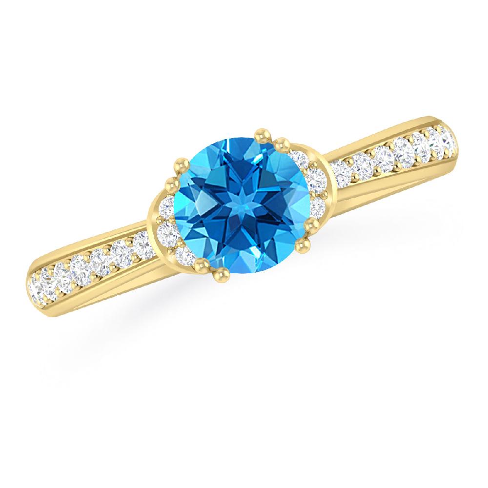 Yellow Gold - Blue Topaz