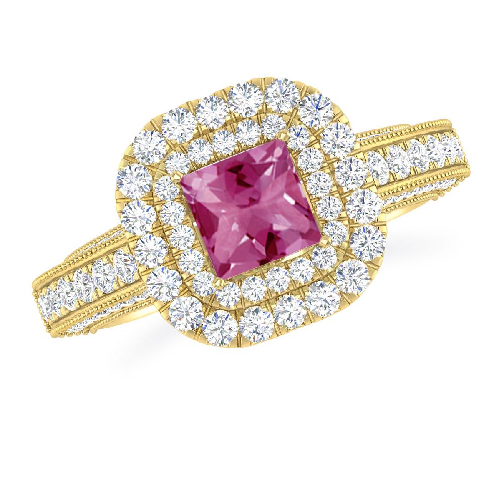 Yellow Gold - Pink Tourmaline