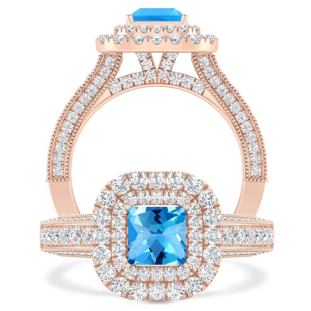 Rose Gold - Blue Topaz