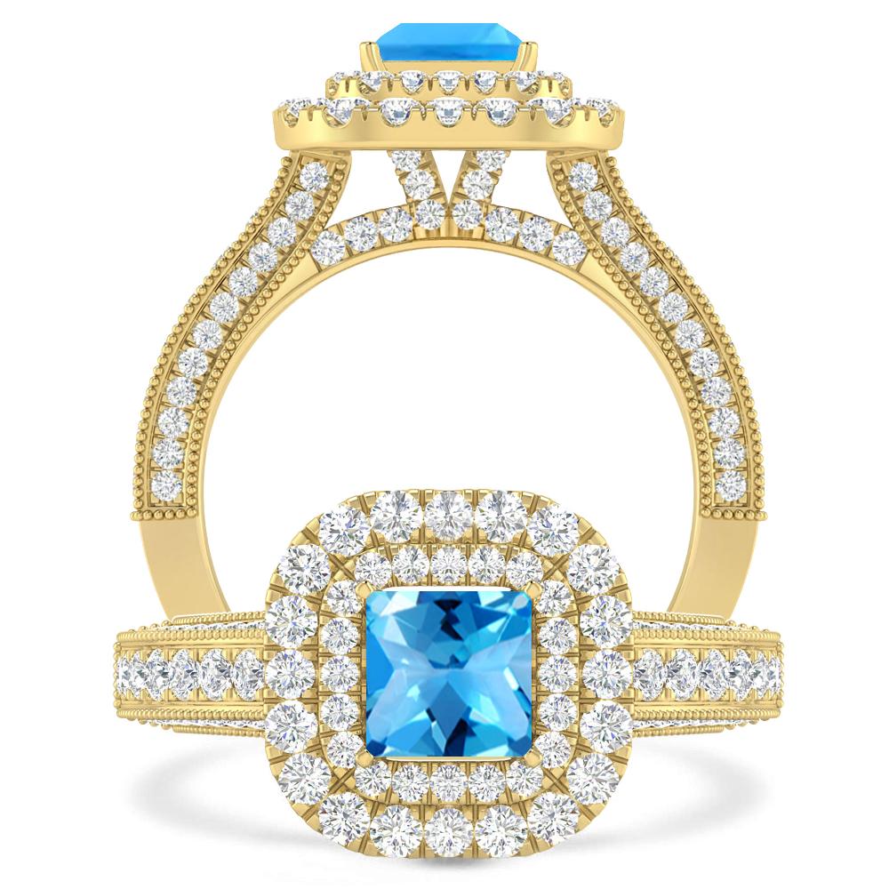 Yellow Gold - Blue Topaz