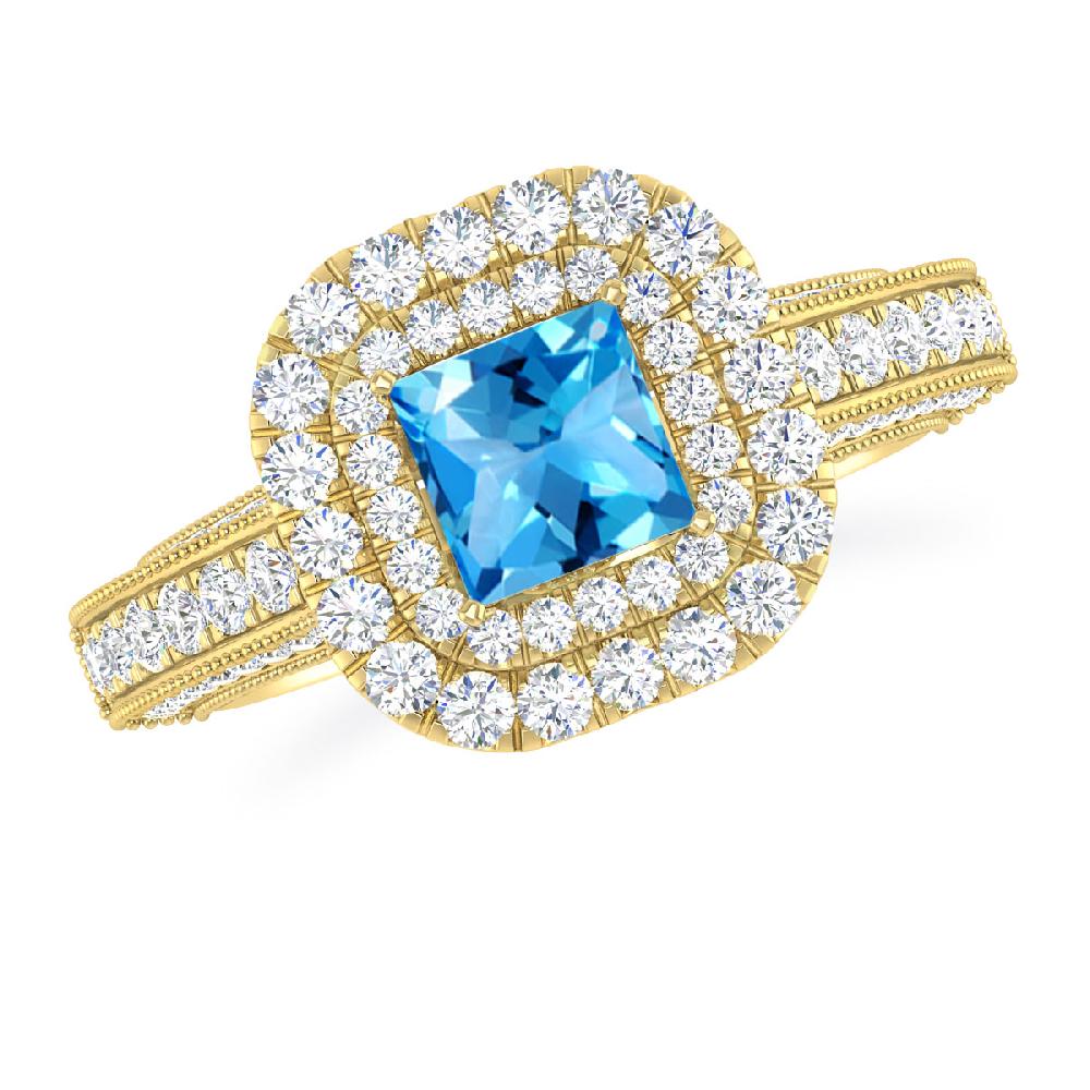 Yellow Gold - Blue Topaz