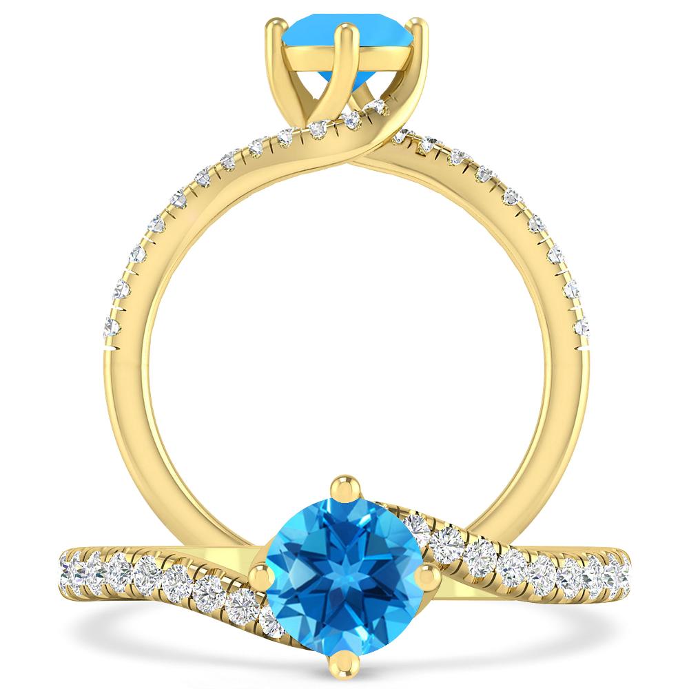 Yellow Gold - Blue Topaz