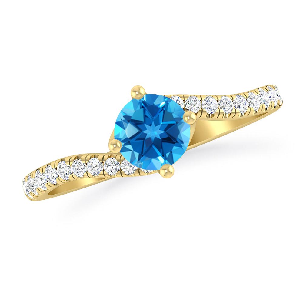 Yellow Gold - Blue Topaz