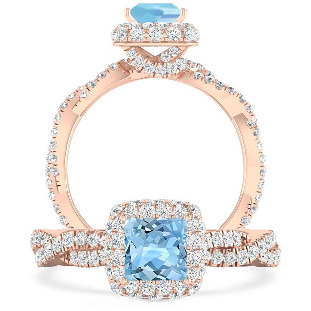 Rose Gold - Aquamarine