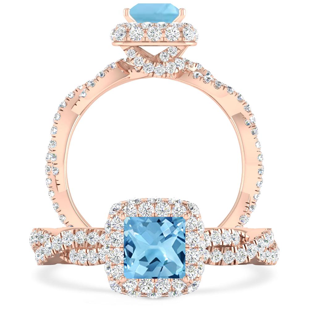 Rose Gold - Blue Topaz