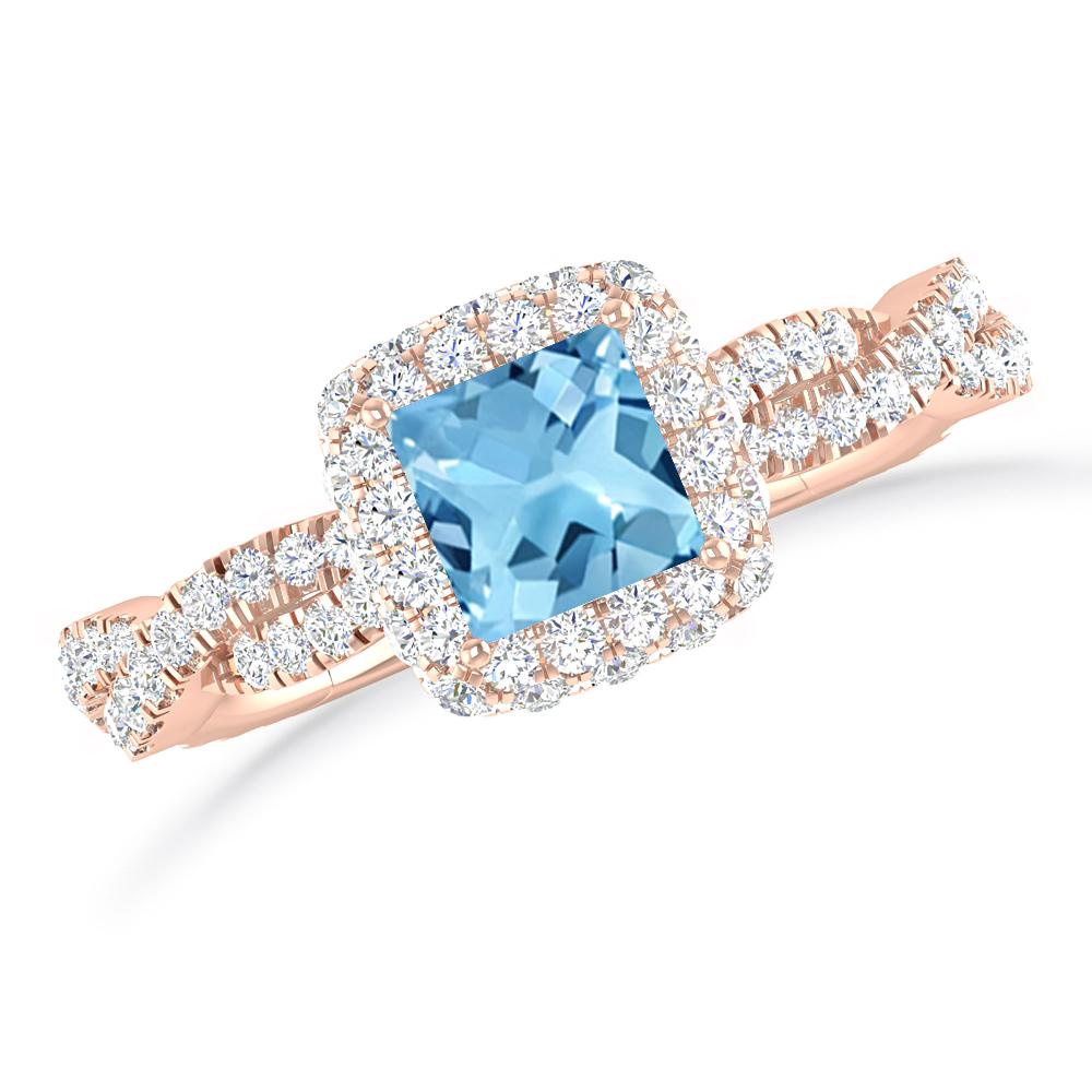 Rose Gold - Blue Topaz