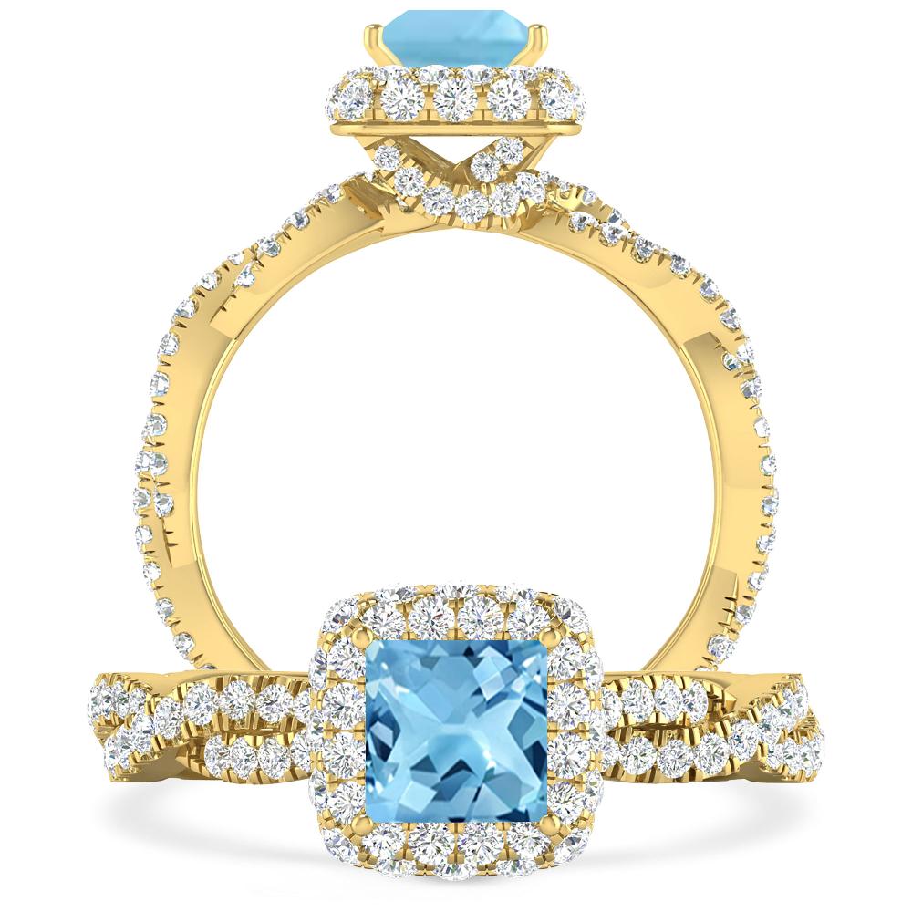 Yellow Gold - Blue Topaz