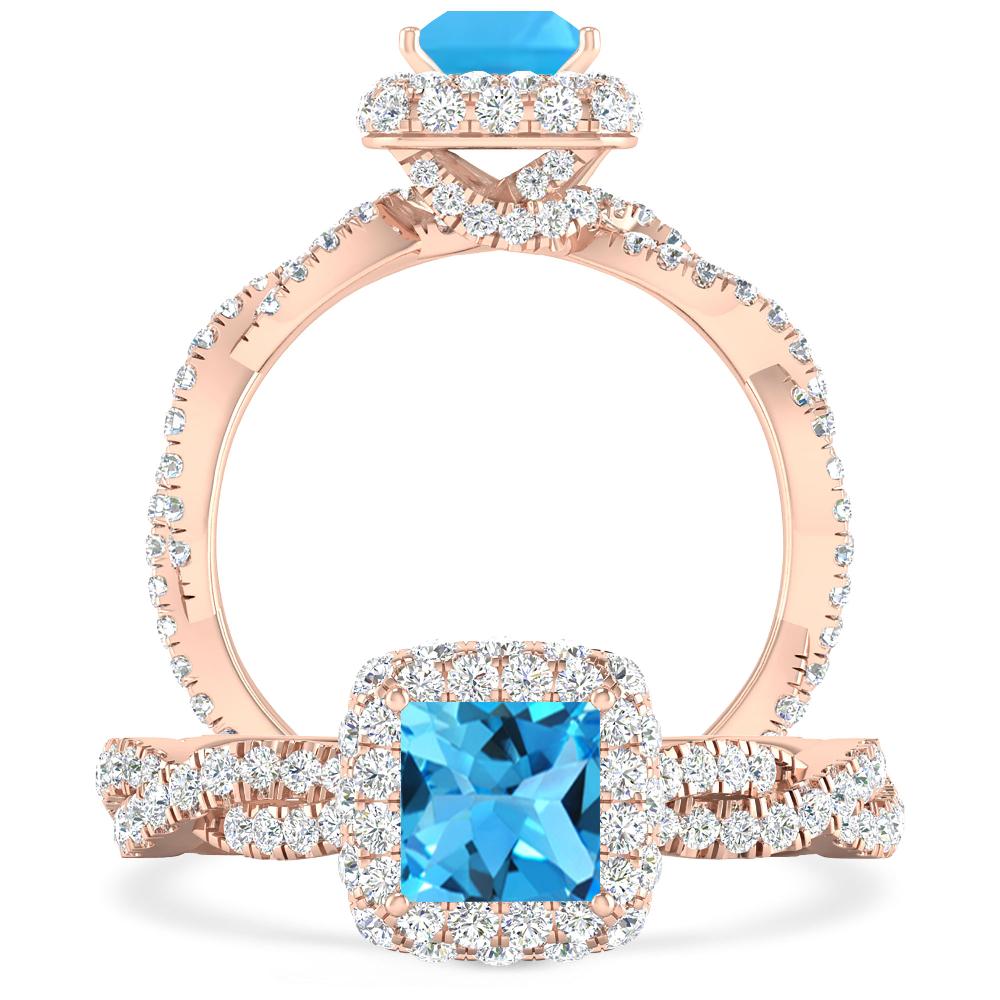 Rose Gold - Blue Topaz