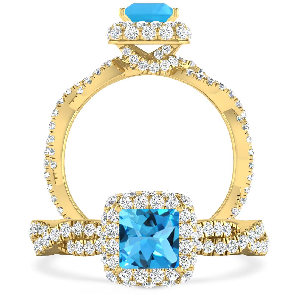 Yellow Gold - Blue Topaz